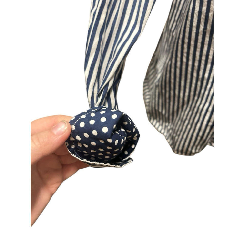 Talbots Button Down Medium Navy &‎ White Stripe O… - image 7